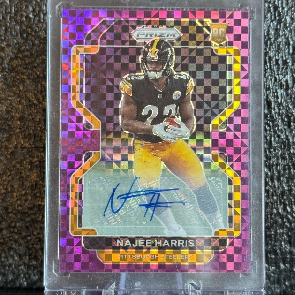🔥 2021 Najee Harris Purple Checkerboard Prizm Auto #/49 Rookie Autograph Steeler
